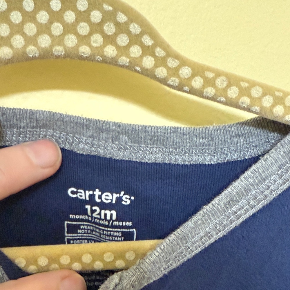 Carter's Construction Navy Blue and Yellow Sleeper - Picture 2 of 7